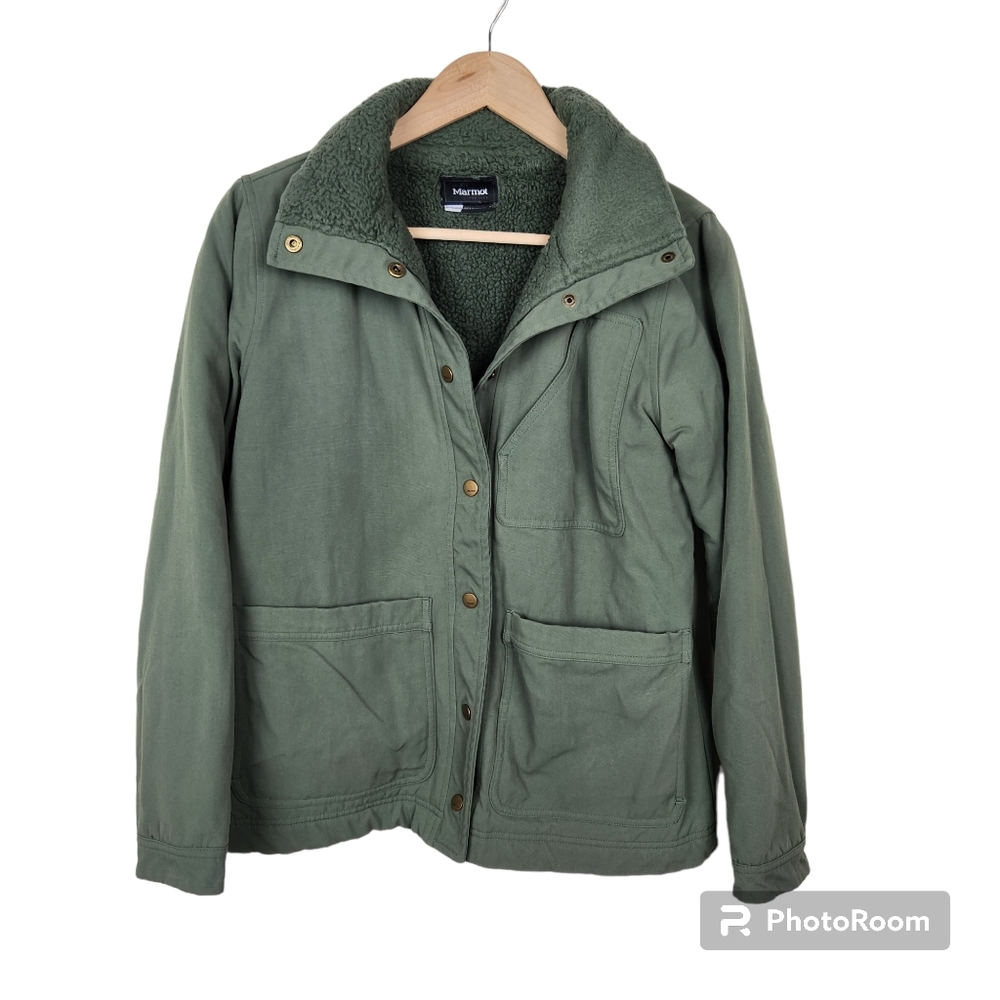 Marmot Green Fleece Lined Pioneer Button Up Jacket Sz S